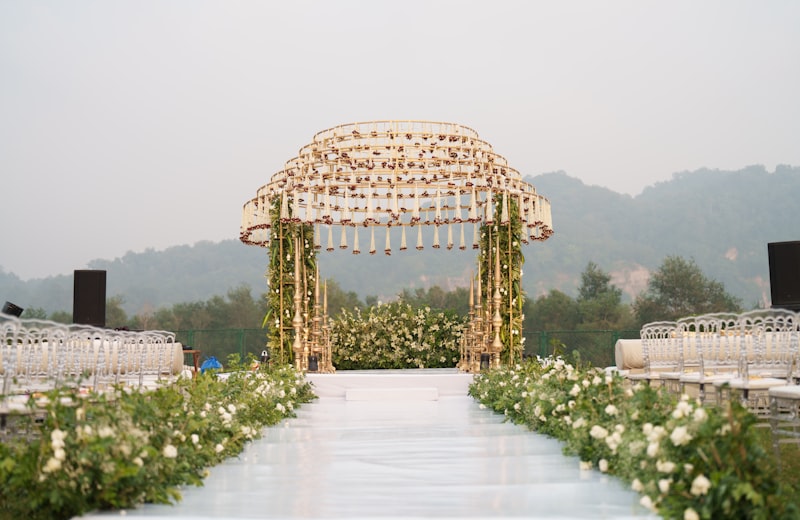Elegant wedding mandap decoration with flowers